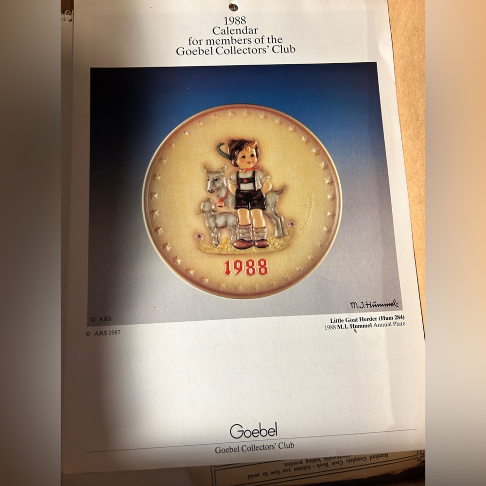 “Lot 3 Vintage Goebel Collectors Club Calendars 1988 & 1989 + Liberty Gifts